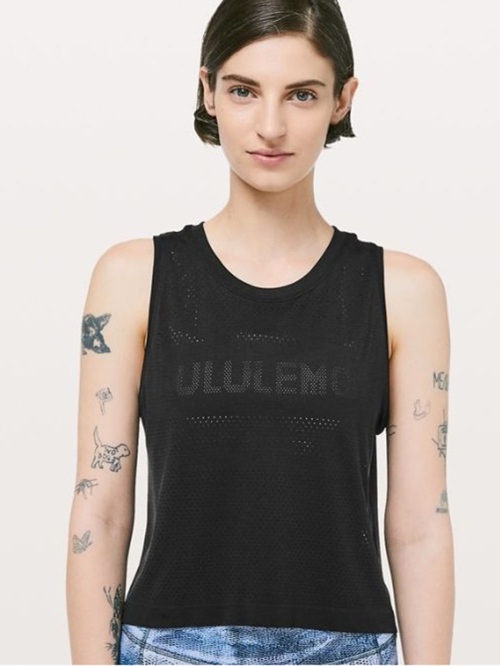 Lululemon athletica Breeze By Muscle Crop Tank black large/XL